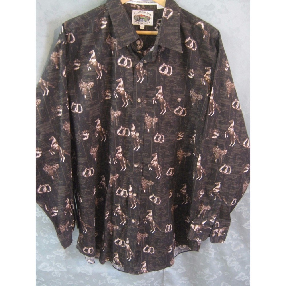 90's Cumberland Outfitters Equestrian Print Shirt Size XXL NWOT